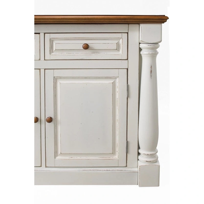 Homestyles Monarch 3-Piece Off-White Wood Kitchen Island Set with Drop Leaf Wood Top - 48 x 25 x 36