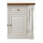Homestyles Monarch 3-Piece Off-White Wood Kitchen Island Set with Drop Leaf Wood Top - 48 x 25 x 36