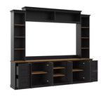 ModernLuxe 4-in-1 Farmhouse Entertainment Center Wall Unit, Fits TVs Up to 70, TV Stand Media Console w/ Adjustable Shelves & Drawers