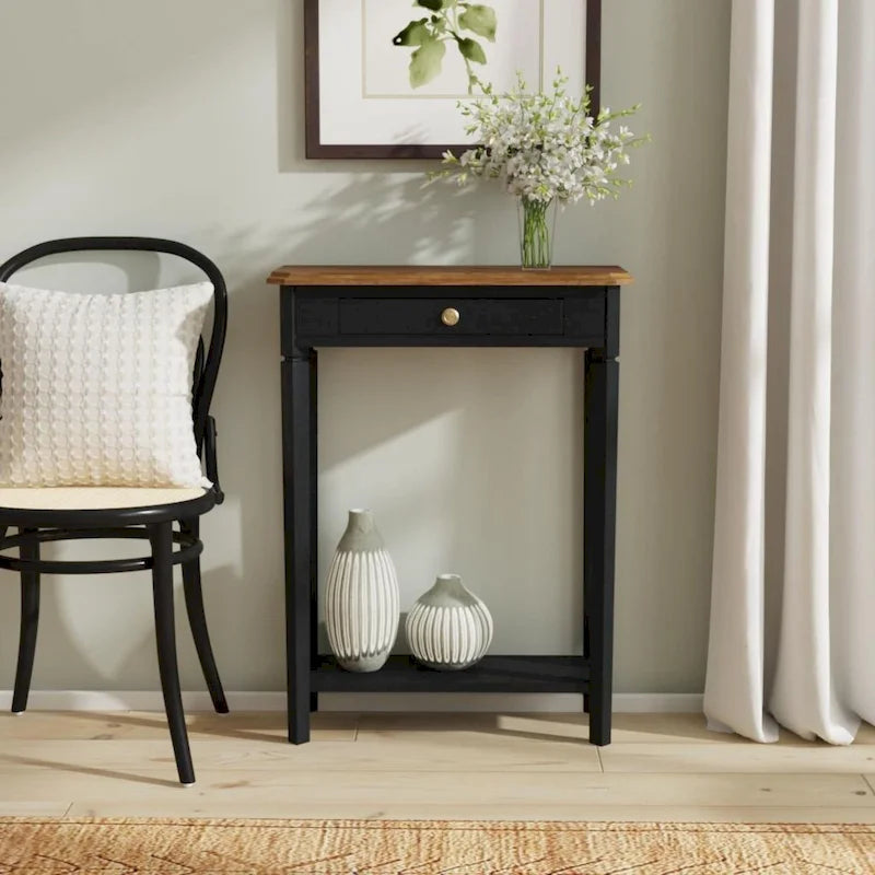 Marnie Two-tone 1-drawer Solid Wood Console Accent Table with Shelf by East at Main