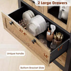 Farmhouse Kitchen Pantry Cabinet with Glass Doors, 72in Storage Cupboard with Drawers and Adjustable Shelves for Dining Room Bathroom Living Room