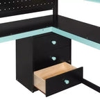 GDFStudio Scott Wooden Gaming Loft Bed with Storage Stairs, Desk, Shelves & Pegboard