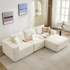 108 Modern Sofa Couch, 3 Seater Upholstered L Shaped Sofa with Pillows, Deep Seat Sofa, No Assembly Required