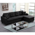 Sectional Sofa Living Room with L Shape Chaise Lounge and cup holder