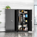 72 Tall Metal Lockable Wardrobe Armoire Storage Cabinet Locker with Hanging Rod for Garage, Gym, Home Office