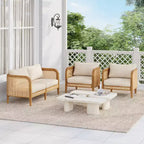 Christopher Knight Home Maciej 3 Piece Outdoor Rustic Acacia Wood and Rattan Seating Set