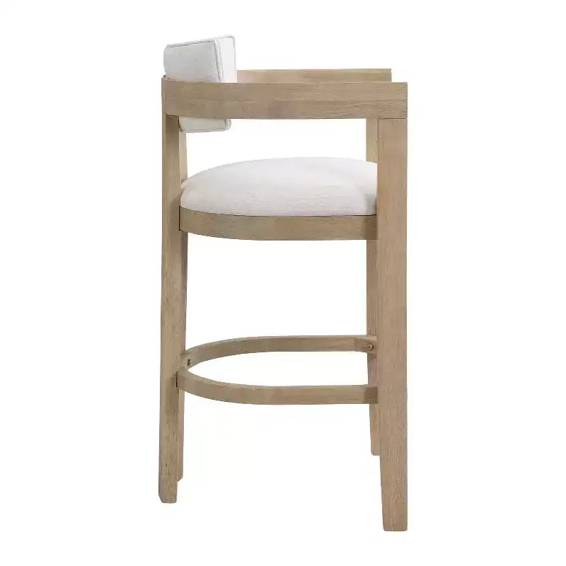 Christopher Knight Home Peyton Rubberwood Upholstered Bar Stool with Curved Open Back (Set of 2)