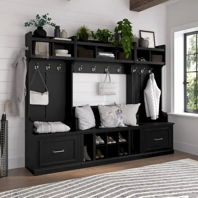 Woodland Full Entryway Storage Set with Coat Rack by Bush Furniture
