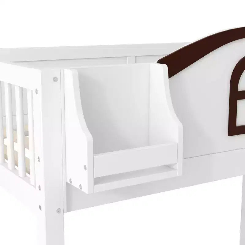 Twin over Full Bunk Bed with Slide, Shelves, Storage Staircase and Wardrobe for Kids Room