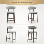 Ora Maison Set of 2/4/6 Counter Height Upholstered Bar Stool with Fabric & Walnut Finish