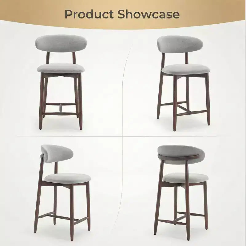 Ora Maison Set of 2/4/6 Counter Height Upholstered Bar Stool with Fabric & Walnut Finish
