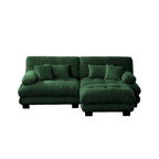 L Shaped Loveseat Sofa Chenille Sectional Couch with Lumbar Pillows
