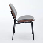 2PCS Faux Leather Chair with Metal Legs