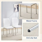 Luxury Simple Chair Set of 6 PU High Resilience Dining Chair with Metal Silver Leg Kitchen Armless Side Chair