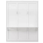 Whisen Full Size Murphy Bed Frame & 61.5 Cabinet Bed Folding Wall Bed with Desk Combo