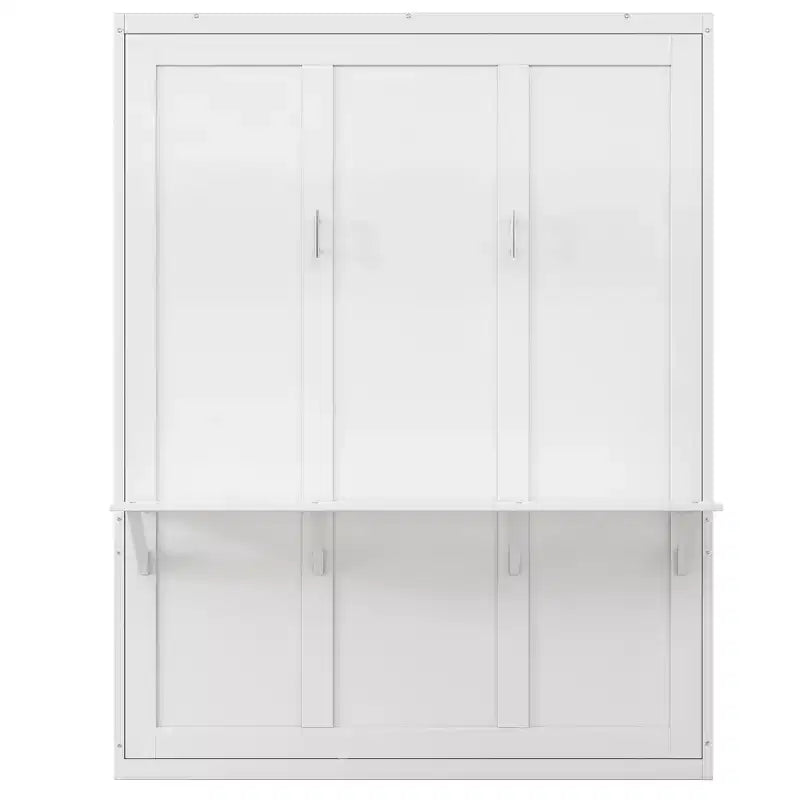 Whisen Full Size Murphy Bed Frame & 61.5 Cabinet Bed Folding Wall Bed with Desk Combo