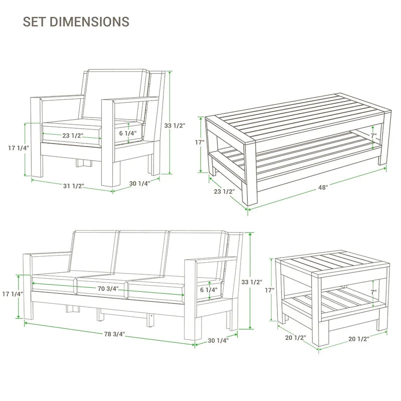 Cambridge Casual Logan 5-Piece Teak Patio Conversation Set with Sunbrella Cushion