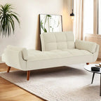75.39 INCH Futon Sofa Bed, Convertible Folding Futon Couch Recliner Lounge For Living Room With 2 Pillow/Armrest