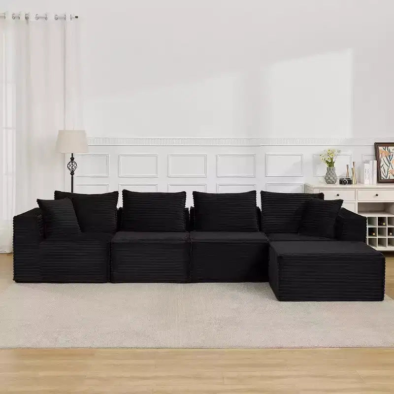 107/ 137 Modular Sectional Cloud Couch,Deep Seat Boneless Couch,Convertible Comfy Floor Sofas with Ottomans and Memory Foam