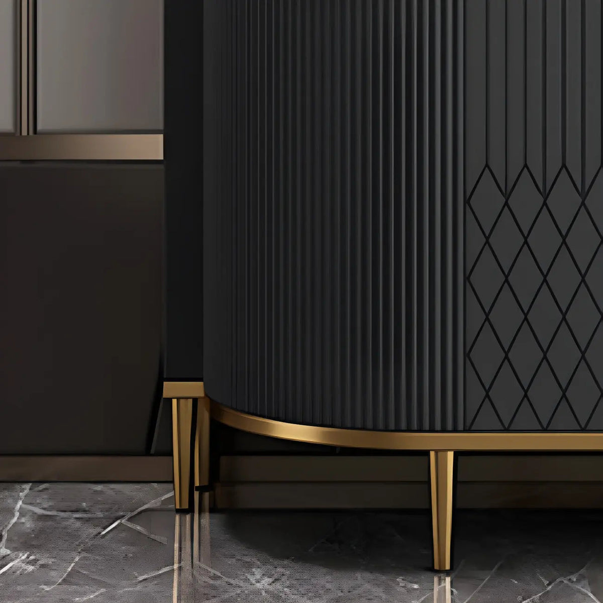 Glam Marble Sideboard in Grey with Storage