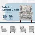 Erommy Modern Accent Chair, High Back Armchair, Upholstered Fabric Button Single Sofa with Wooden Legs for Living Room