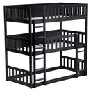 Triple Twin Bunk for Kids, Twin over Twin over Twin Detachable Bunk Bed with Ladder and Guardrail, Separate into 3 Beds