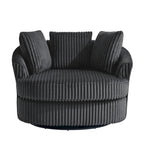 2 Set Oversized 43 W Plush Corduroy Swivel Barrel Chair with Pillows
