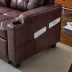 Upholstered Cats Claw Leather Convertible Reclining Sleeper Sofa Bed With Cushions For Small Spaces