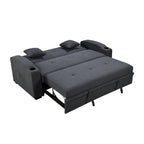 Roomfitters 75 Inch 3 in 1 Convertible Modern Sofa with Convenient Pull Out Bed, Reclining Backrest, Cup Holders, Pillows
