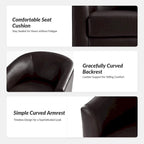 Haley Modern Swivel Barrel Faux Leather Chair with Solid Wood Base Set of 2 by HULALA HOME