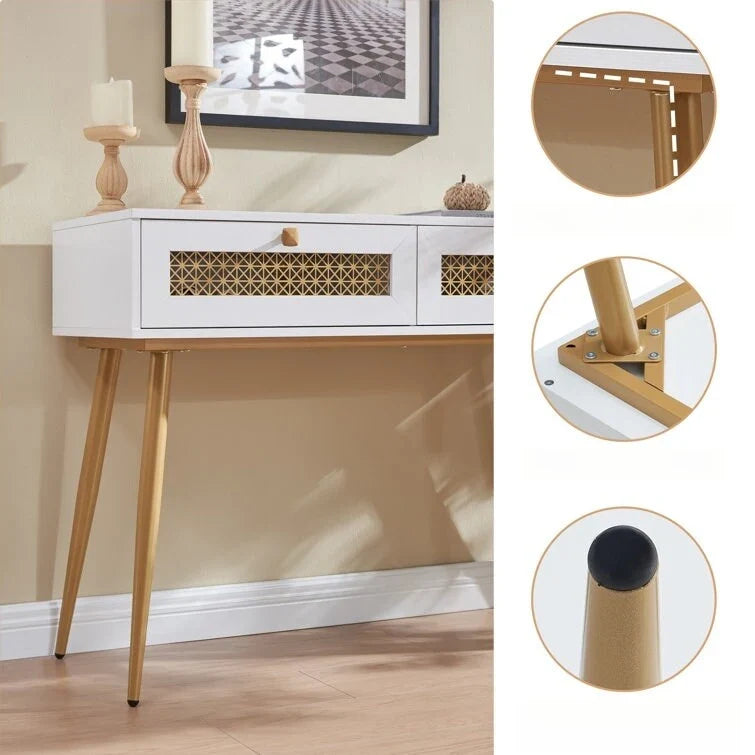 41.9 Wood 2-Drawer Entryway Console Table
