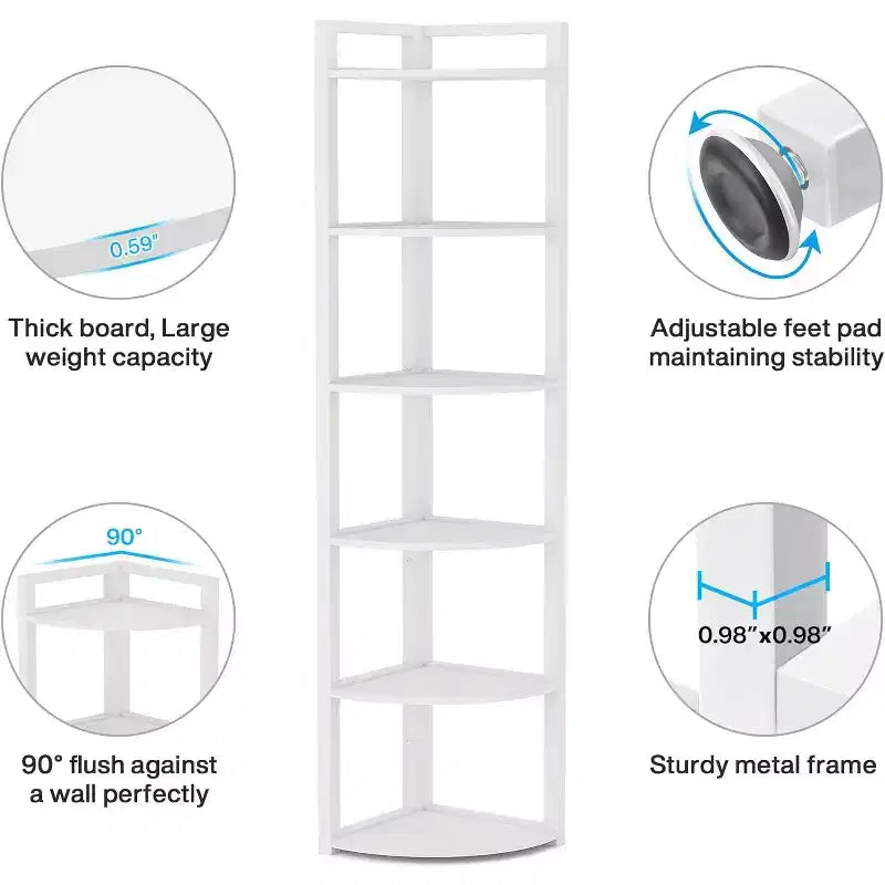 Tribesigns 6-Tier Corner Bookshelf, 70.86 Tall Book Shelving Unit Storage Rack