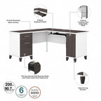 Bush Furniture Somerset 60W L Shaped Desk with Storage Hutch