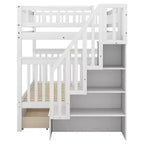 Full over Full Bunk Bed with Drawers and Storage Staircase