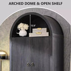 71 Tall Arched Kitchen Pantry, Modern Storage Cabinet with 3 Adjustable Shelves, 6 Door Shelves, for Kitchen, Living Room