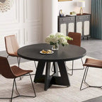 47 Inch Round Dining Table for 4, Wood Kitchen Dinner Table for Kitchen Dining Living Room - N/A