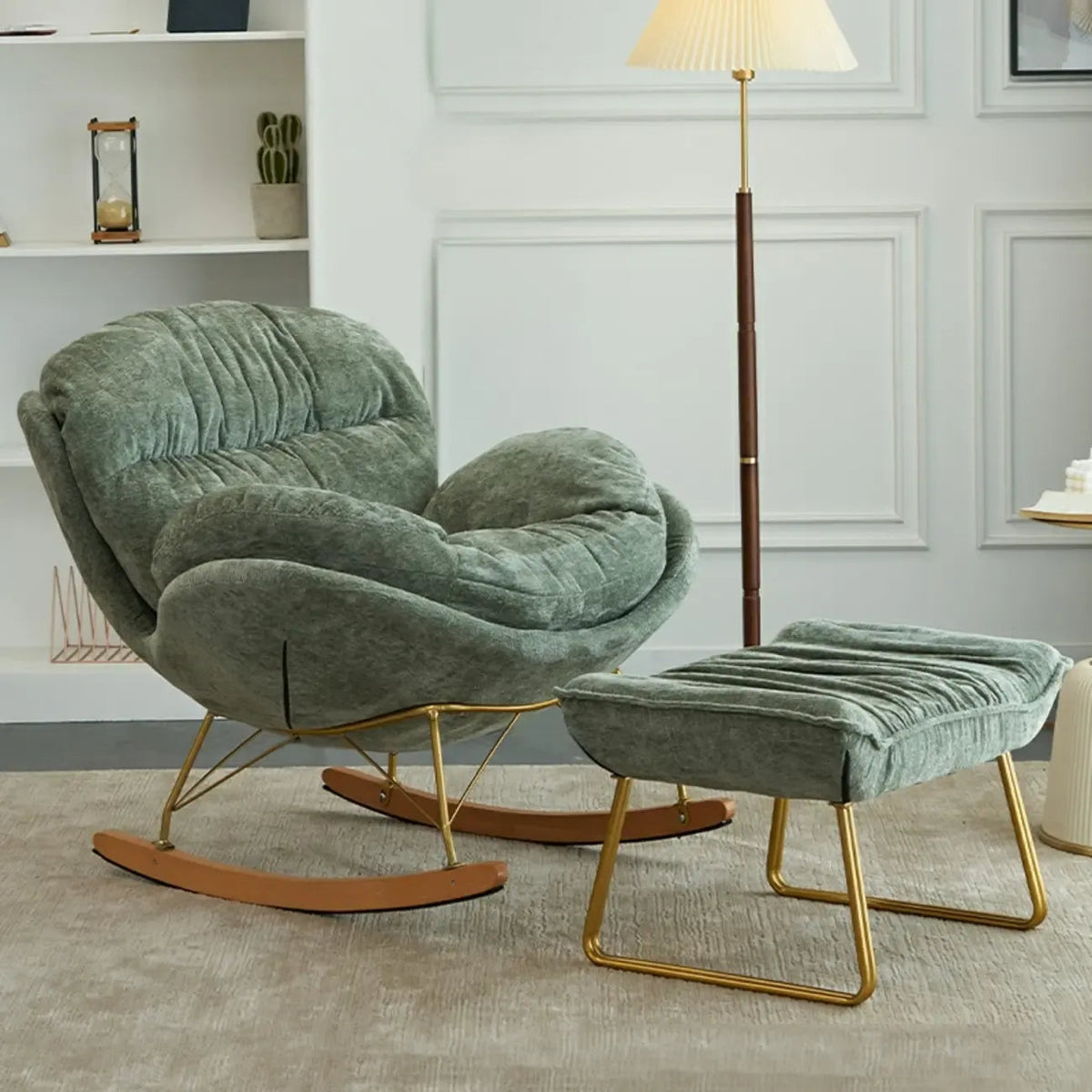 Modern Velvet Ergonomic Upholstered Rocking Chair for Nursery