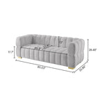 85 Modern Waffle Fabric Couch, Leisure Comfortable Sofa