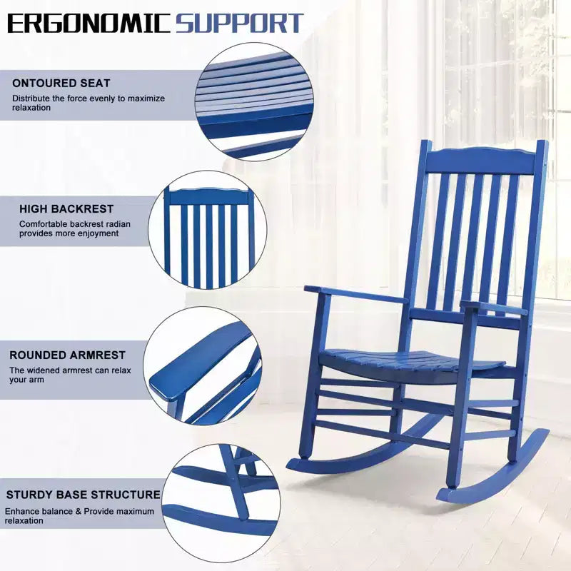 Karl Home | 24-Inch Solid Wood Patio Rocking Chair