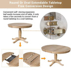 42-54 Farmhouse Round Extendable Dining Table for 4