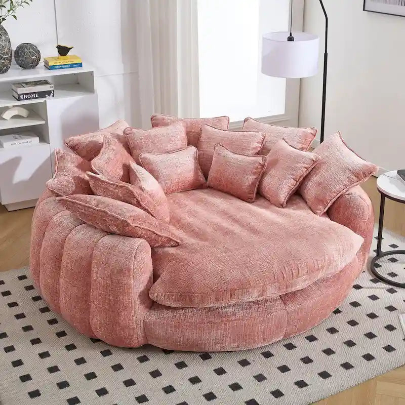 Comfortable Oversized Double Loaf High Back Round Sofa Bed with Armrests