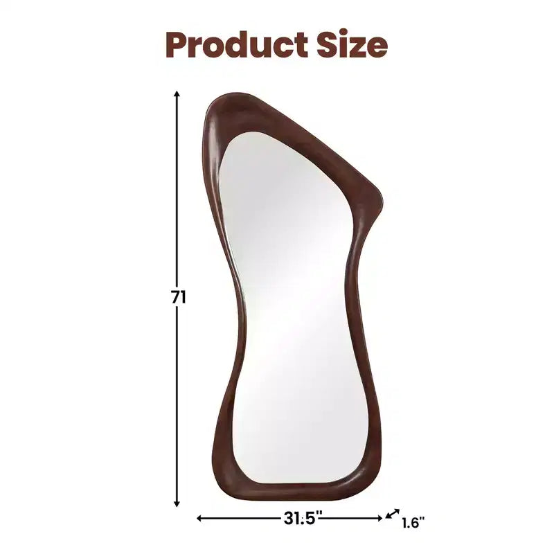 Dovelina 71H*31W Asymmetrical Full Length Mirror Decorative Leaning Mirror Modern Bathroom Mirror for Living Room Dining Room Entryway Bedroom