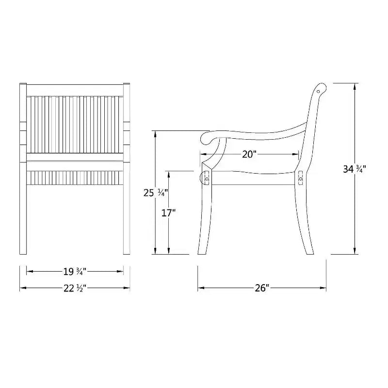 Sonoma Lane Rockport Teak Wood Outdoor Dining Chair Beige - Weather-Resistant with Foam Cushion
