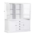 Whisen 73 Freestanding Wooden Kitchen Pantry Cabinet with Drawers and Adjustable Shelves for Storage and Organization in Dining Room or Kitchen