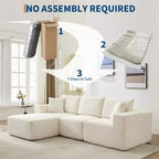 108 Modern Sofa Couch, 3 Seater Upholstered L Shaped Sofa with Pillows, Deep Seat Sofa, No Assembly Required