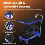 Hydraulic Lift Table Cart,330lbs Capacity 50 Lifting Height , Non-Slip Pad, 4 Wheels & Reflective Strips,for Material Handling & Transportation