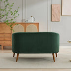 Corduroy Fabric Upholstered 2-Seat Sofa with Wooden Walnut Legs