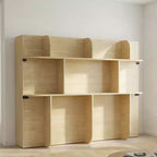 2-in-1 Invisible Murphy Bed with Shelf Storage, Queen Size, Natural Wood (Mattress Not Included)