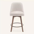 Bekrvio 26 Counter Height Swivel Bar Stools Set of 4 Backs and Wood Legs,Linen Fabric/PU Leather Upholstered Barstools for Kitchen Island