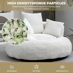Oversized Round Accent Chair with High Wraparound Back, Chenille Upholstery & 3 Cushions